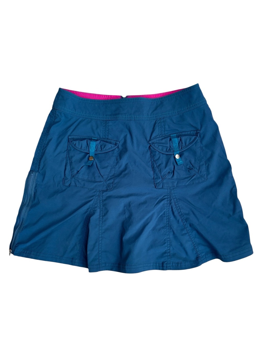 Title Nine Trail Mix Blue Stretch Golf Hiking Expandable Zipper Skort Size 2